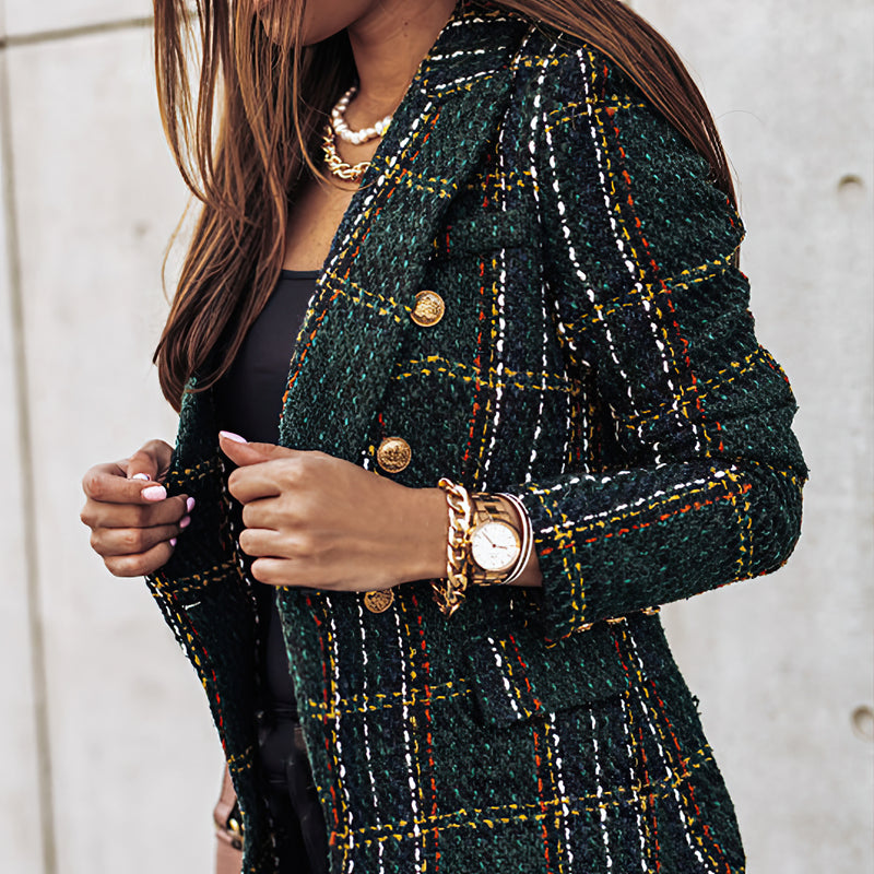 Claire™ - Blazer Doppio Petto alla Scozzese – YouLux Boutique