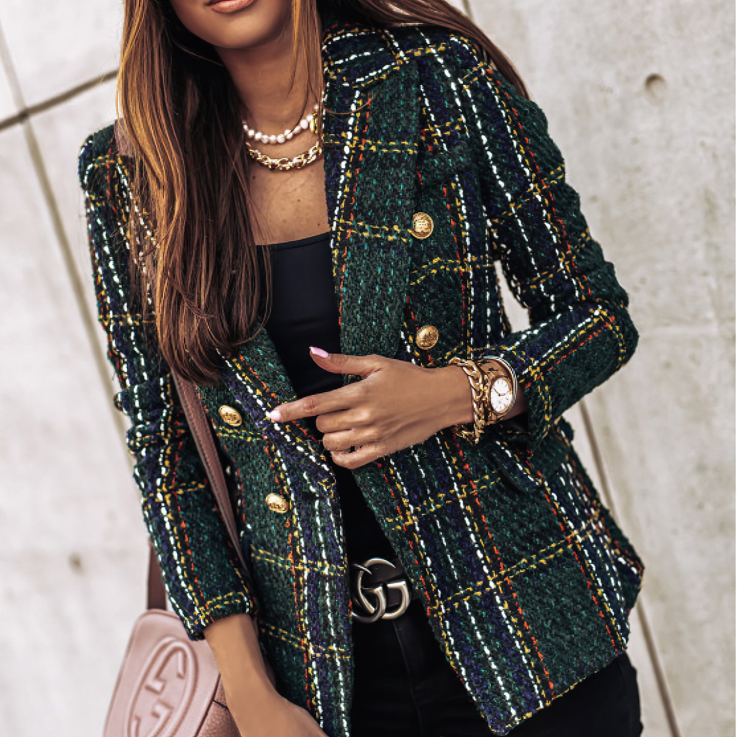 Claire™ - Blazer Doppio Petto alla Scozzese