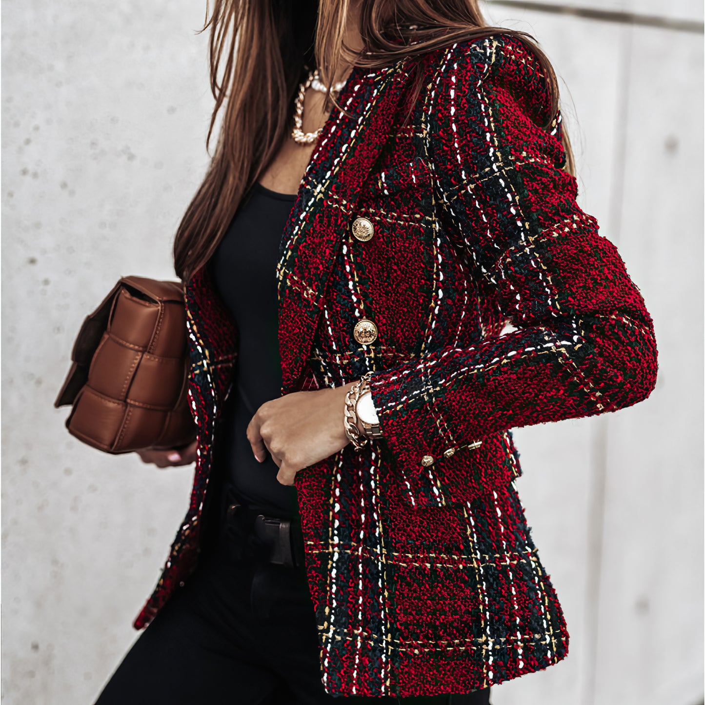 Claire™ - Blazer Doppio Petto alla Scozzese