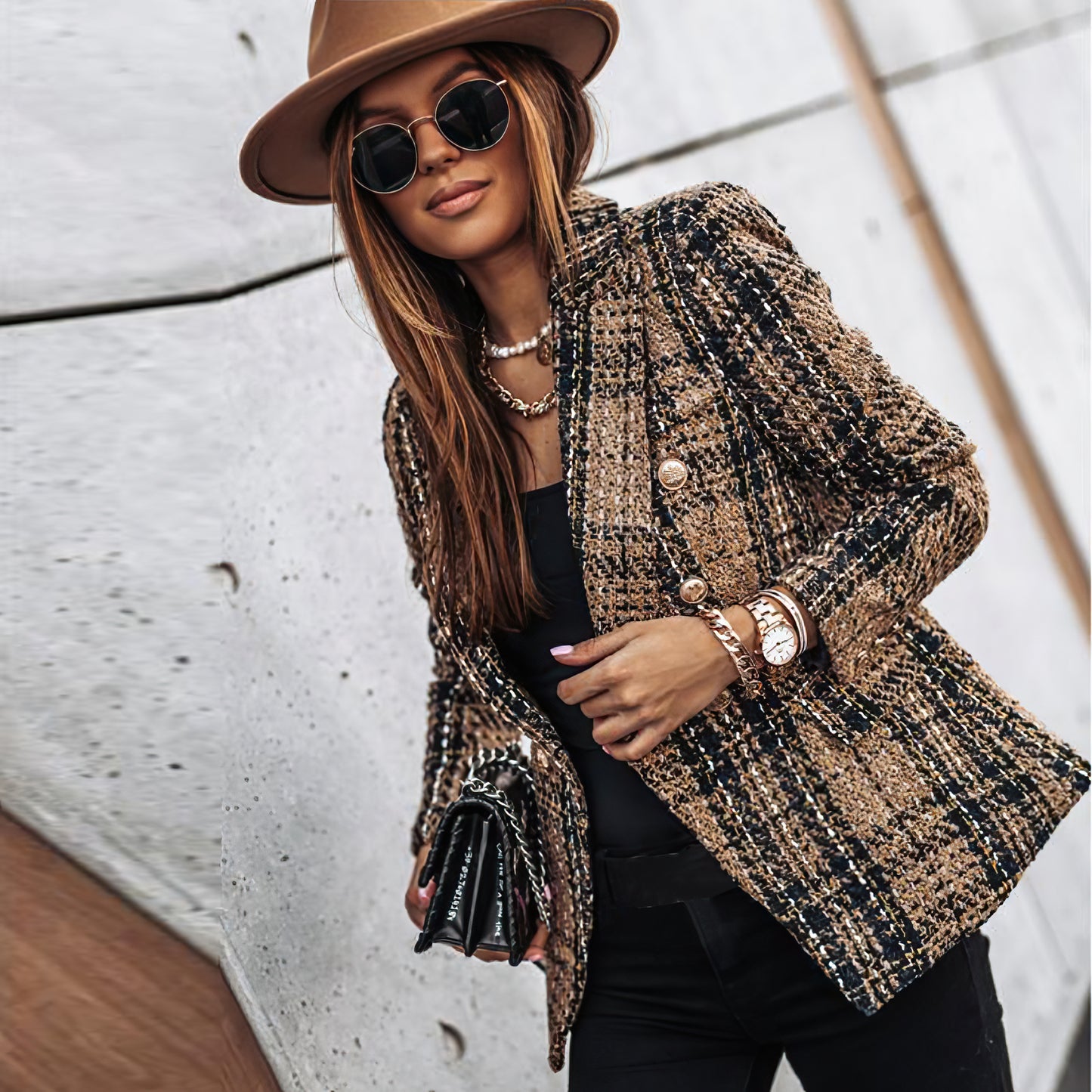 Claire™ - Blazer Doppio Petto alla Scozzese