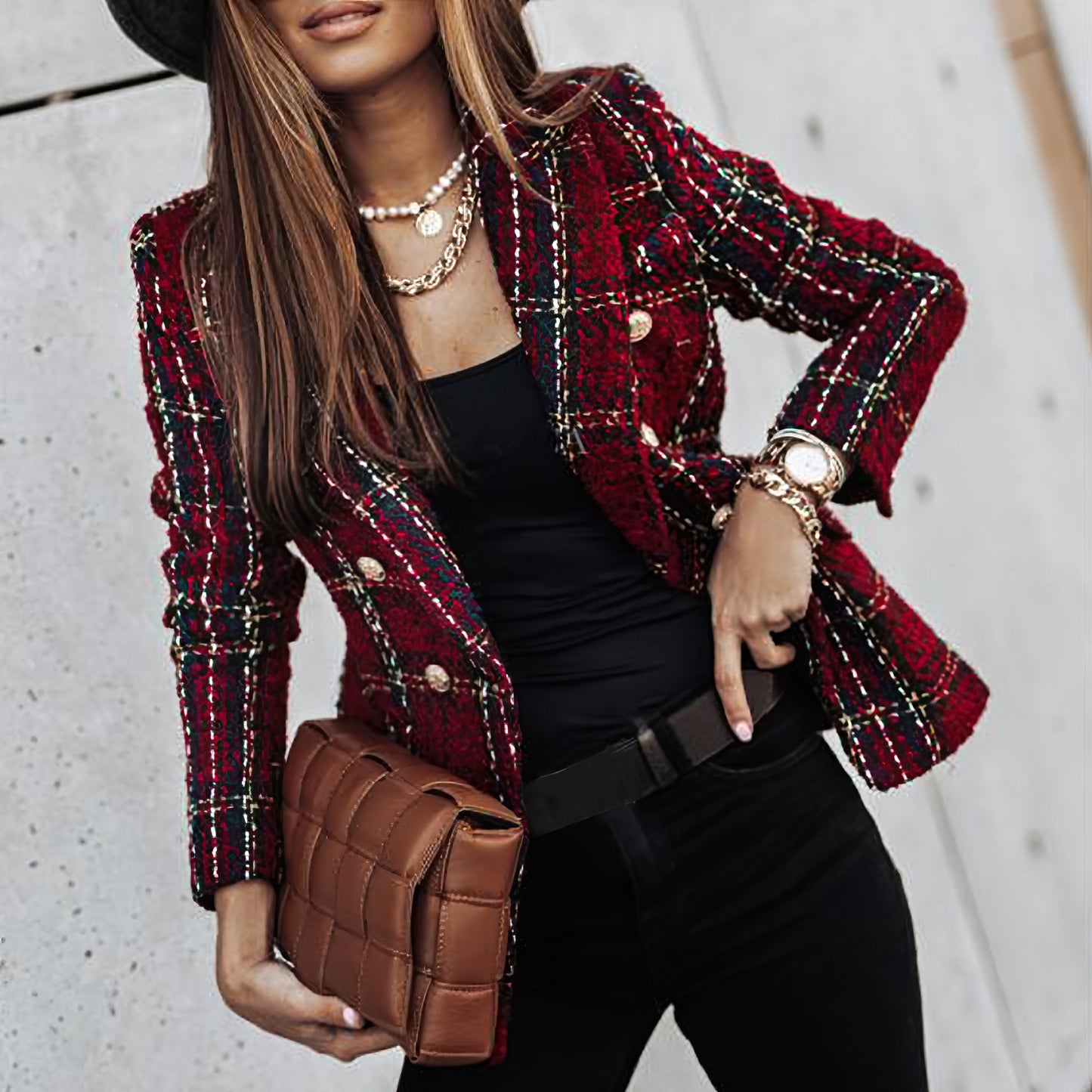 Claire™ - Blazer Doppio Petto alla Scozzese